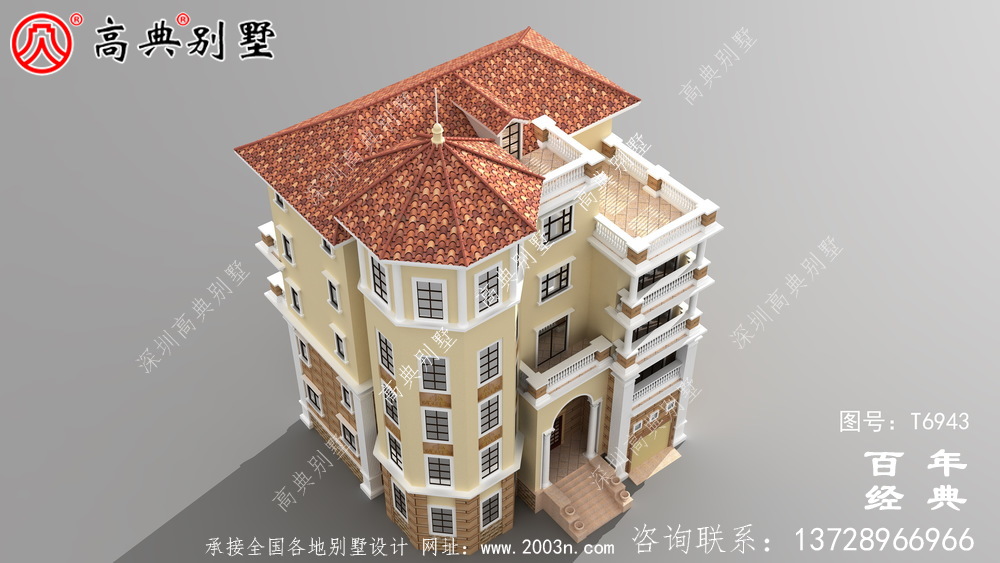 歐式五層別墅設(shè)計(jì)圖紙及設(shè)計(jì)效果圖,多個(gè)飄窗配陽(yáng)臺(tái)