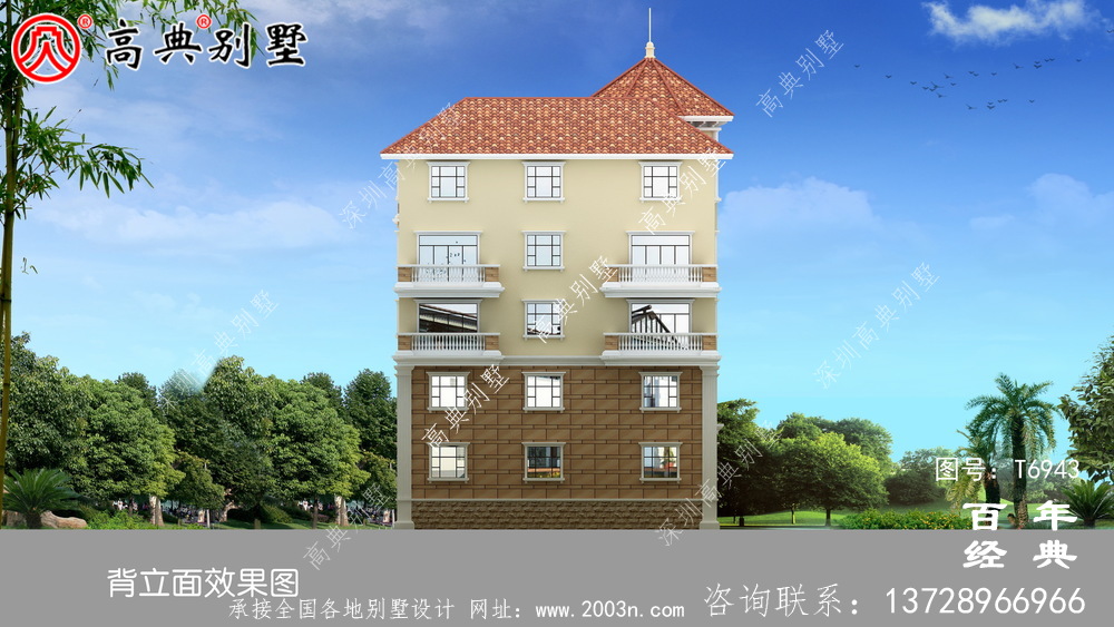 歐式五層別墅設(shè)計(jì)圖紙及設(shè)計(jì)效果圖,多個(gè)飄窗配陽(yáng)臺(tái)