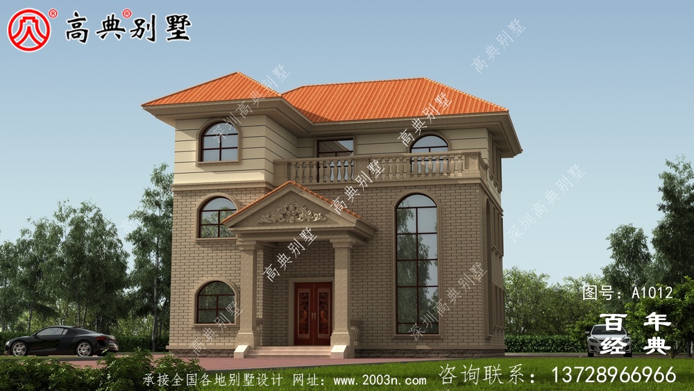 農村簡歐三層住宅設計圖紙、效果圖+全套施工圖