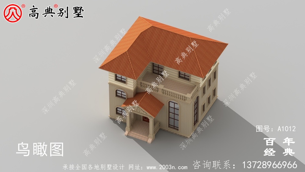 農村簡歐三層住宅設計圖紙、效果圖+全套施工圖