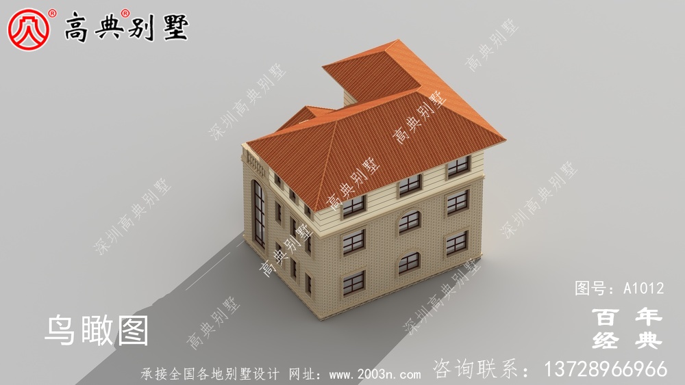 農村簡歐三層住宅設計圖紙、效果圖+全套施工圖