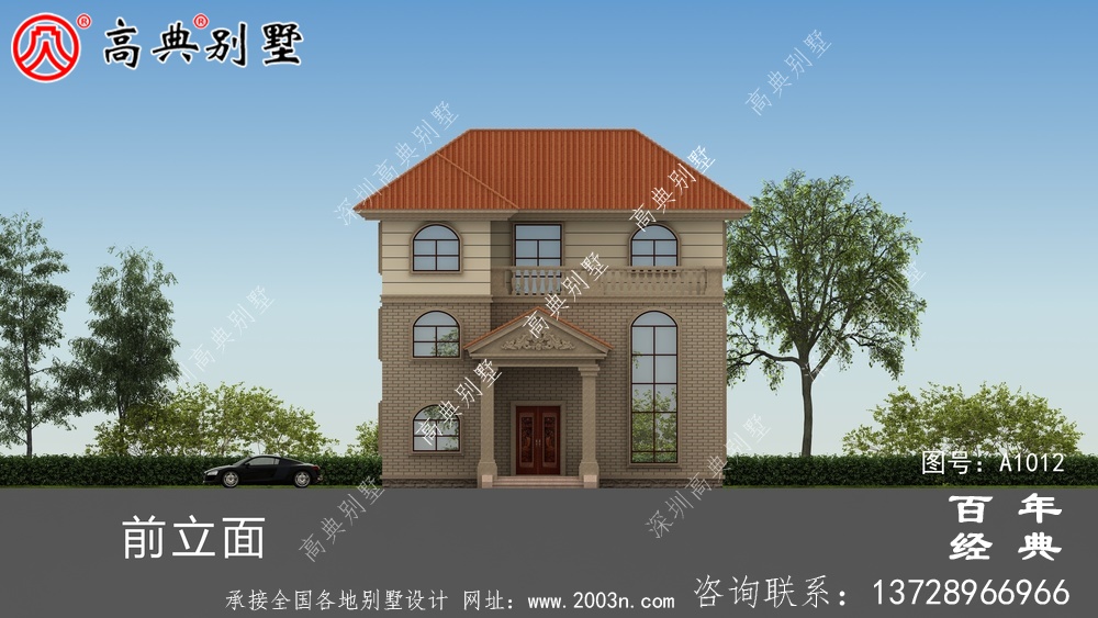 農村簡歐三層住宅設計圖紙、效果圖+全套施工圖