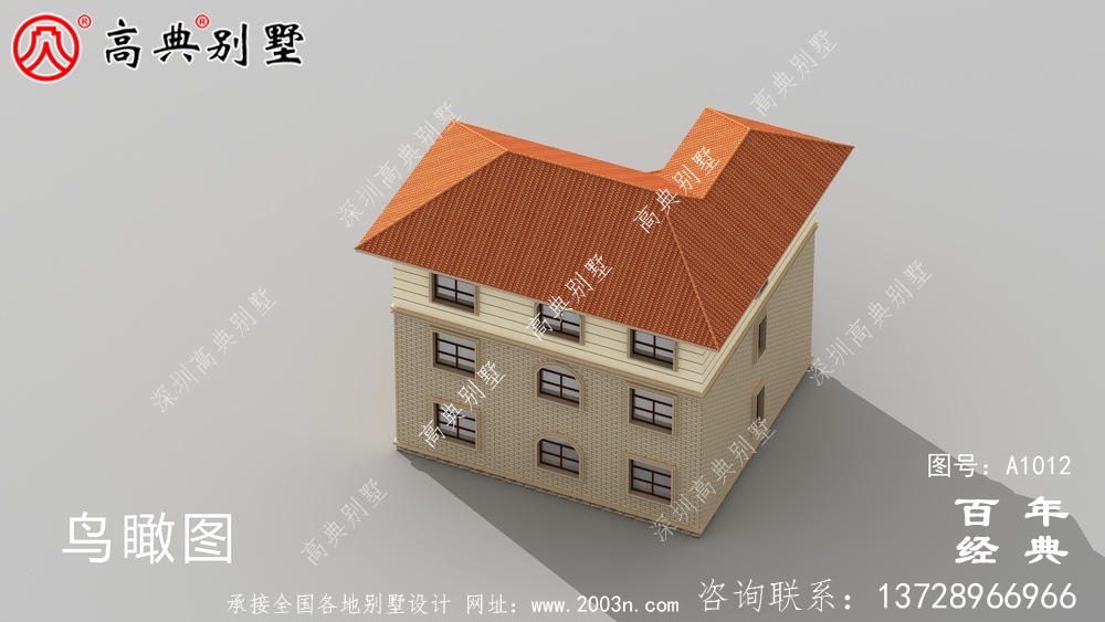 農村簡歐三層住宅設計圖紙、效果圖+全套施工圖