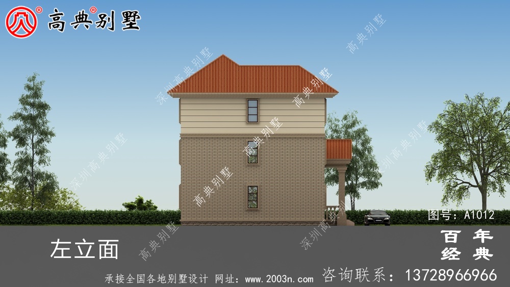 農村簡歐三層住宅設計圖紙、效果圖+全套施工圖