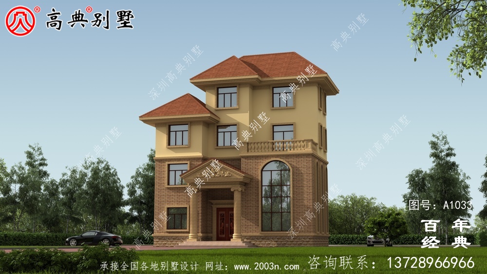 歐式三層別墅設計建筑圖紙及外型設計效果圖