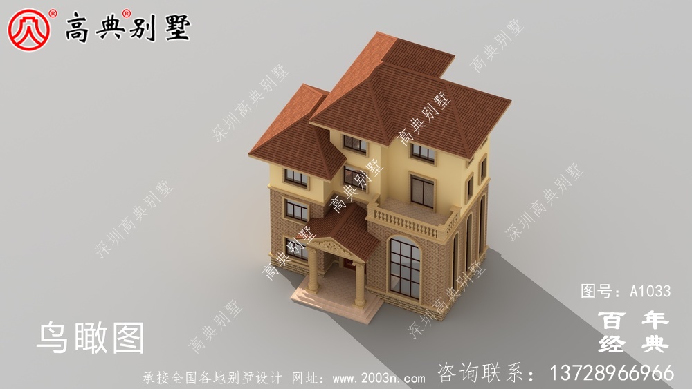 歐式三層別墅設計建筑圖紙及外型設計效果圖