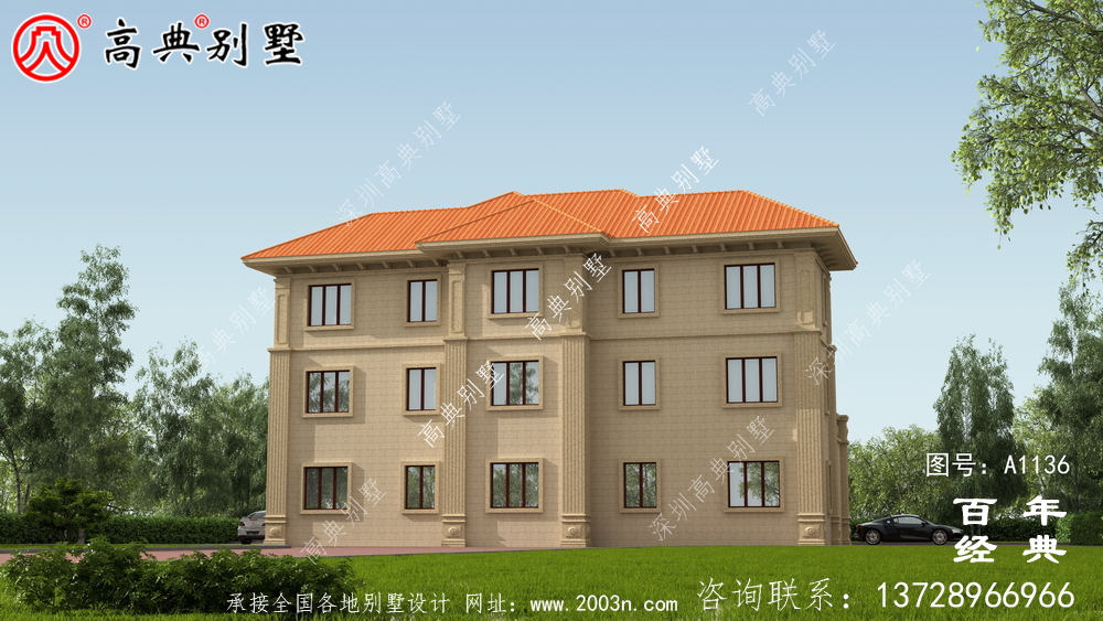 歐式三層別墅設(shè)計圖及效果圖,帶車庫設(shè)計房屋精選