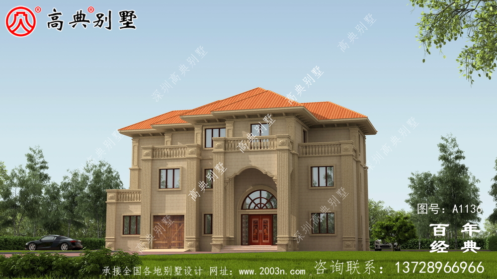 歐式三層別墅設(shè)計圖及效果圖,帶車庫設(shè)計房屋精選
