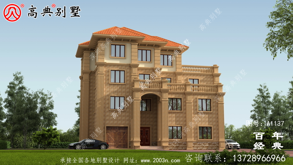新農村四層別墅設計圖紙和效果圖,全套cad建筑圖紙