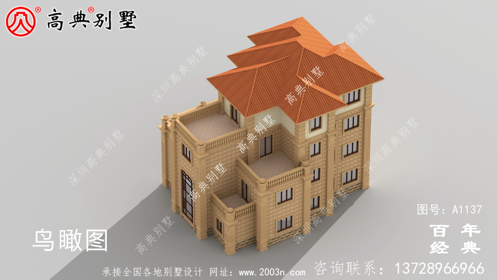 新農村四層別墅設計圖紙和效果圖,全套cad建筑圖紙