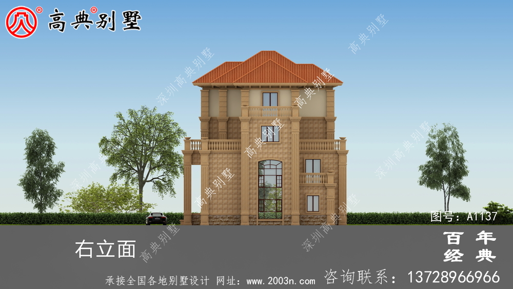 新農村四層別墅設計圖紙和效果圖,全套cad建筑圖紙
