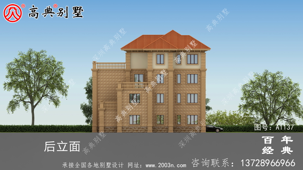 新農村四層別墅設計圖紙和效果圖,全套cad建筑圖紙