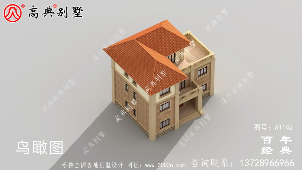 三層新農村別墅設計圖,CAD設計圖+HD效果圖