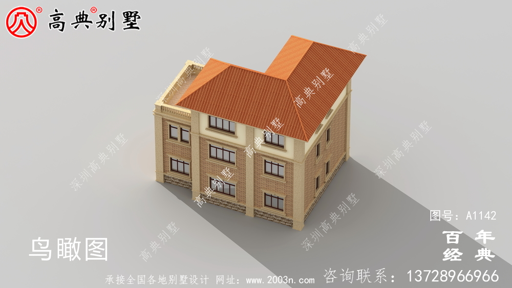 三層新農村別墅設計圖,CAD設計圖+HD效果圖