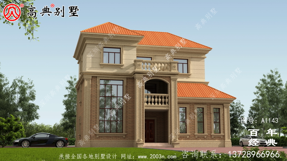 新農(nóng)村一棟帶陽(yáng)臺(tái)的實(shí)用三層住宅設(shè)計(jì)圖面積為155平方米。