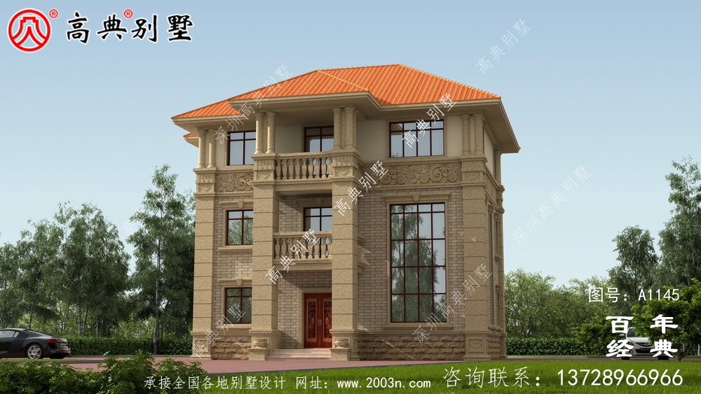 高清外觀效果圖的歐式高檔三層別墅設計圖紙 高清外觀效果圖的歐式高檔三層別墅設計圖紙