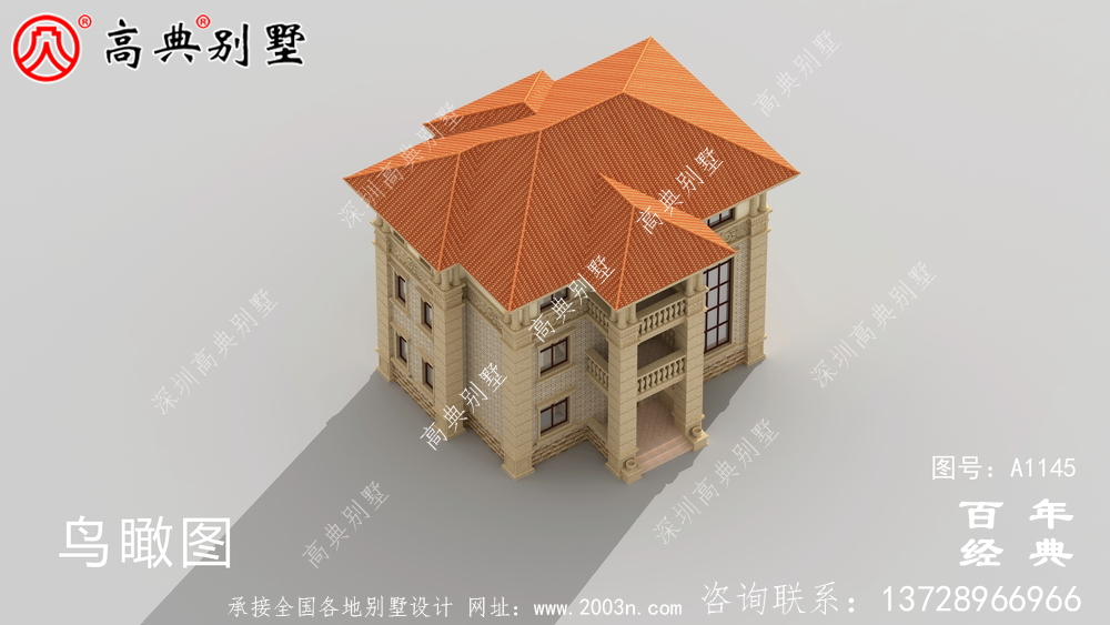 高清外觀效果圖的歐式高檔三層別墅設計圖紙