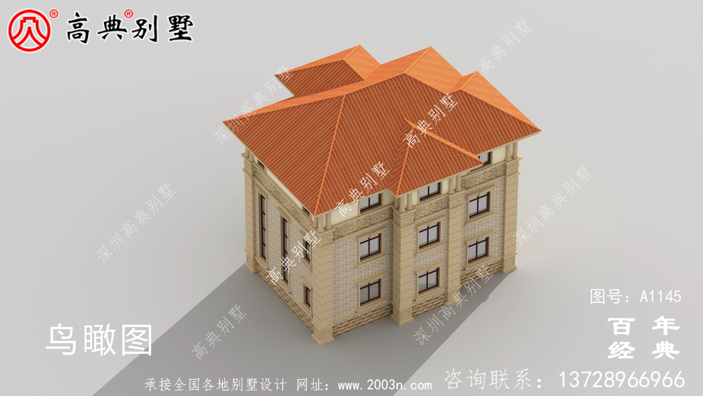 高清外觀效果圖的歐式高檔三層別墅設計圖紙