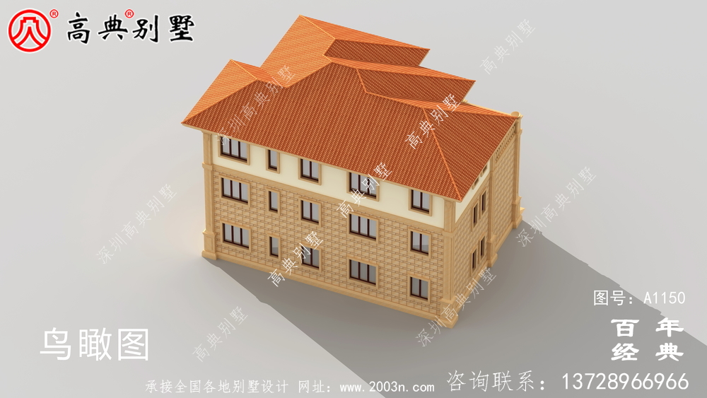 165平方米新農(nóng)村三層住宅設(shè)計(jì)圖紙，包括效果圖，帶車庫