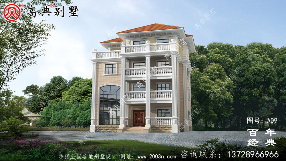 鄉村四層坡屋頂小別墅設計圖紙_鄉村四層別墅設計