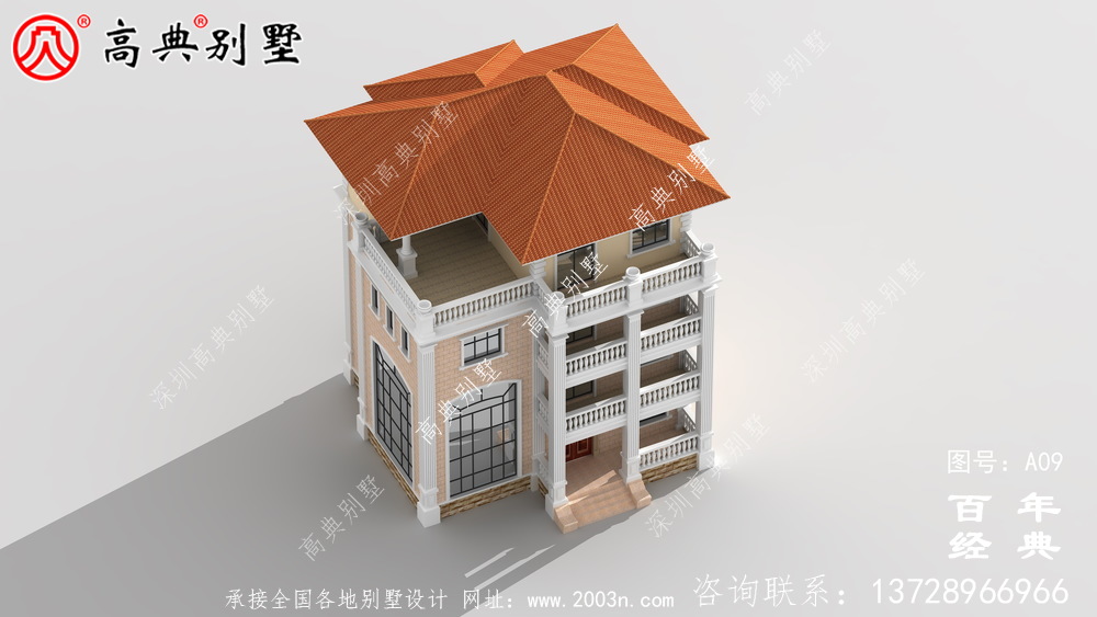 鄉村四層坡屋頂小別墅設計圖紙_鄉村四層別墅設計