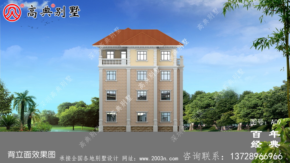 鄉村四層坡屋頂小別墅設計圖紙_鄉村四層別墅設計