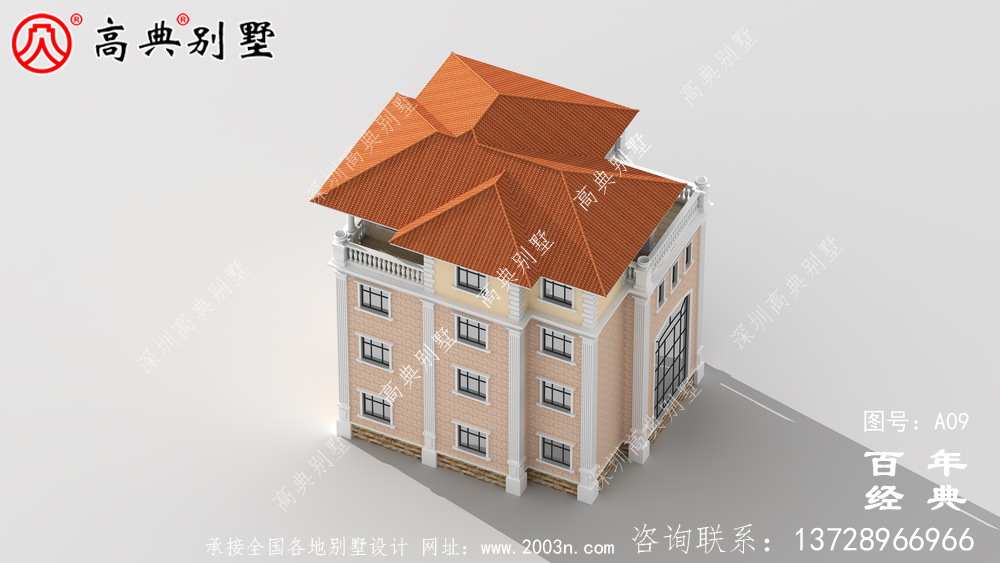 鄉村四層坡屋頂小別墅設計圖紙_鄉村四層別墅設計