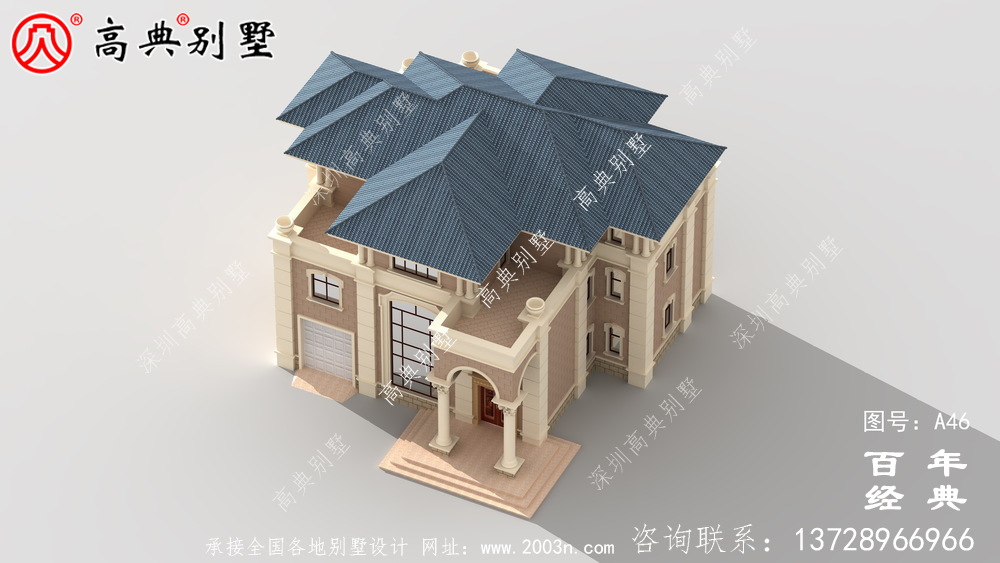 歐式三層帶陽臺小別墅設計施工圖及效果圖_農村三層別墅圖