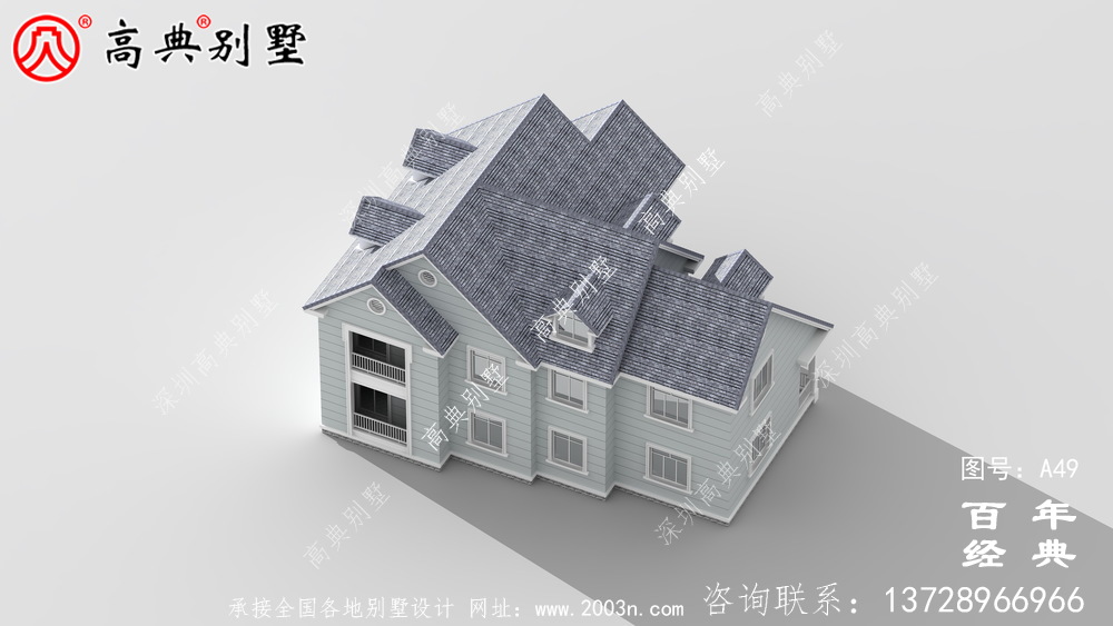 中式風格兩層帶車庫別墅設計圖紙及效果圖_農村兩層房屋設計圖紙