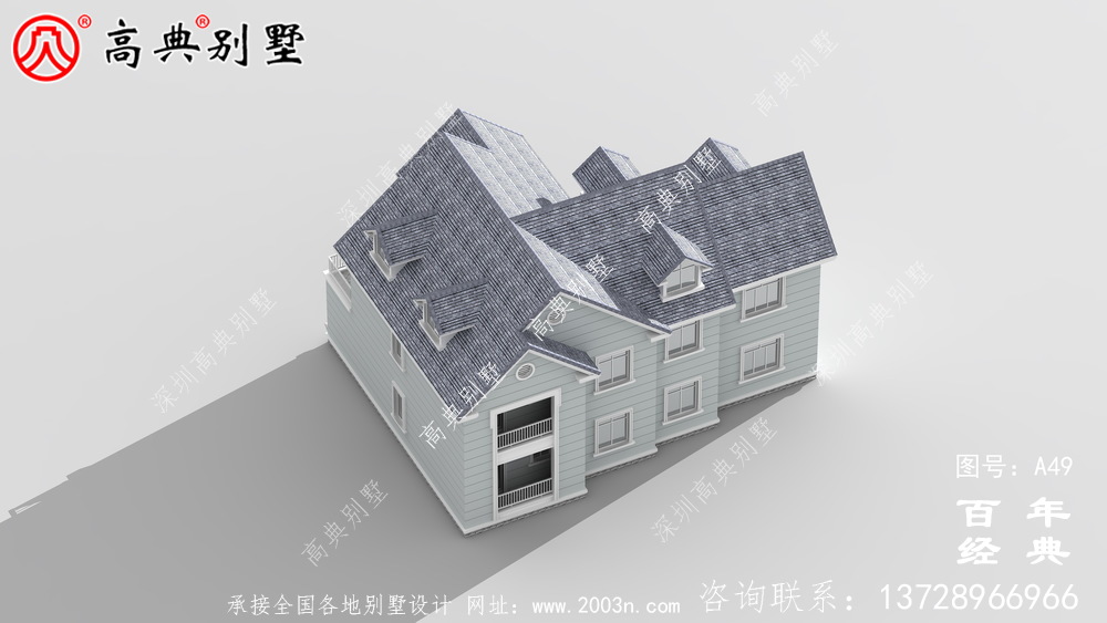 中式風格兩層帶車庫別墅設計圖紙及效果圖_農村兩層房屋設計圖紙