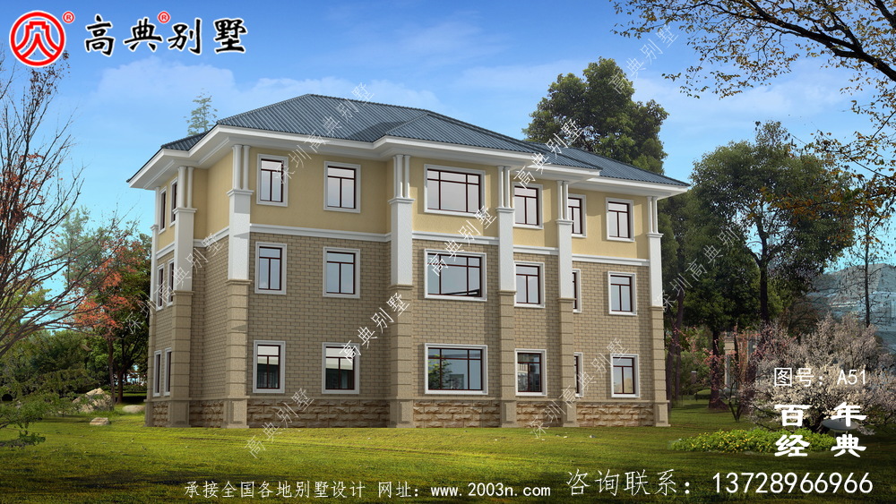 歐式三層帶陽臺車庫別墅設計施工圖紙 農村三層別墅設計