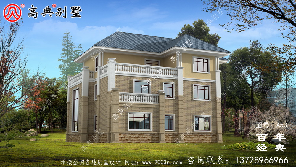 三層帶露臺車庫小別墅設計圖及效果圖 農村三層房設計圖