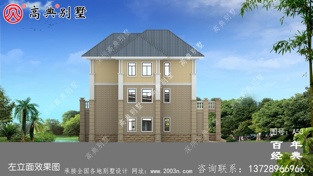三層帶露臺車庫小別墅設計圖及效果圖 農村三層房設計圖