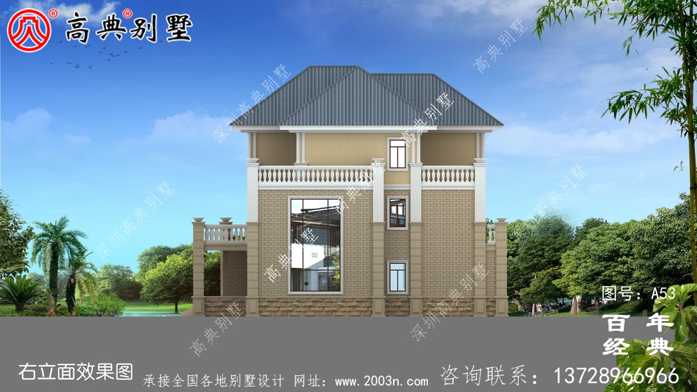 三層帶露臺車庫小別墅設計圖及效果圖 農村三層房設計圖