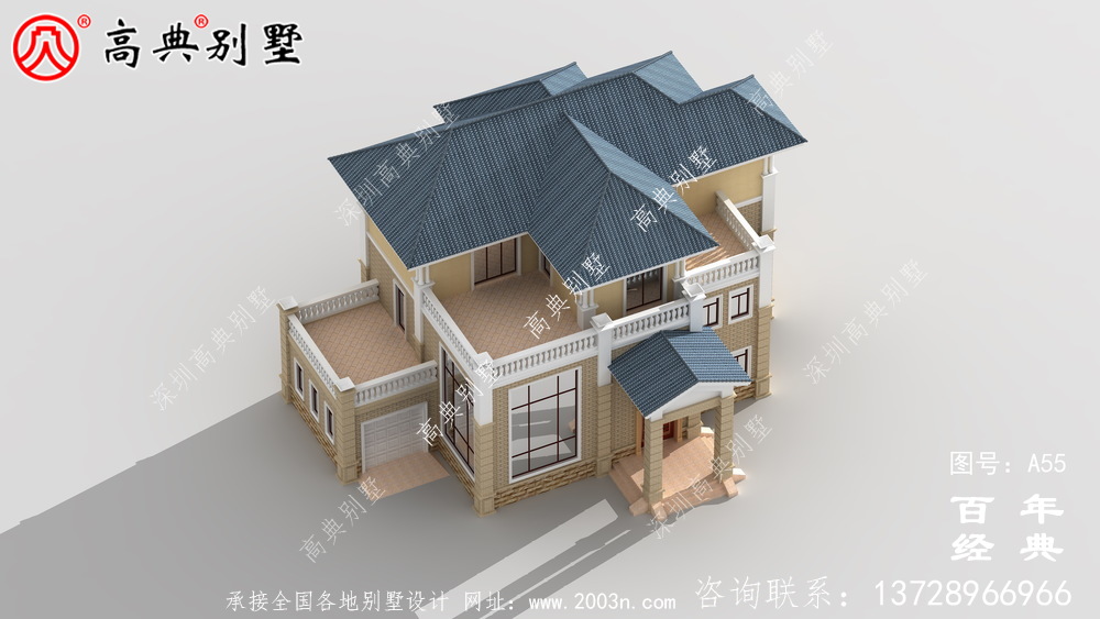 美麗的三樓簡歐別墅設計圖施工圖與效果圖_農村三樓別墅設計