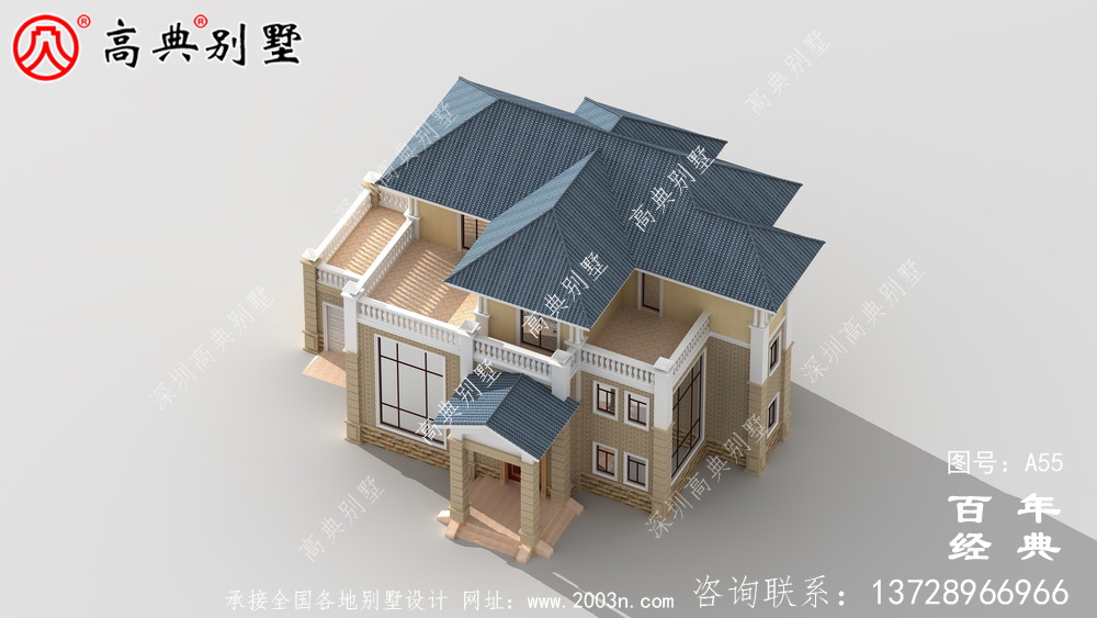 美麗的三樓簡歐別墅設計圖施工圖與效果圖_農村三樓別墅設計