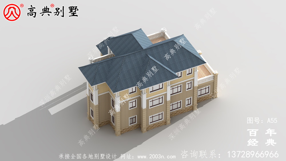 美麗的三樓簡歐別墅設計圖施工圖與效果圖_農村三樓別墅設計