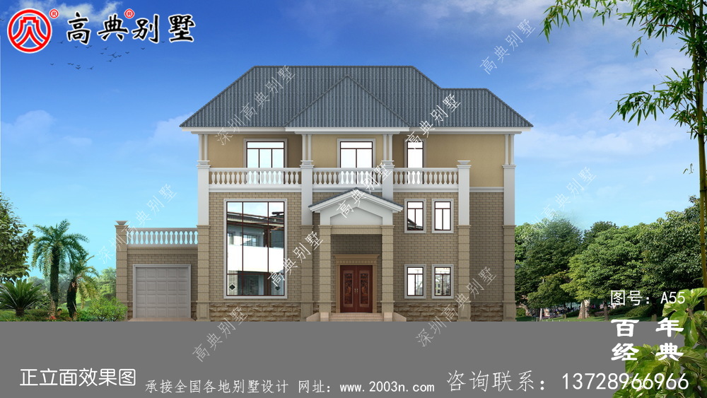 美麗的三樓簡歐別墅設計圖施工圖與效果圖_農村三樓別墅設計