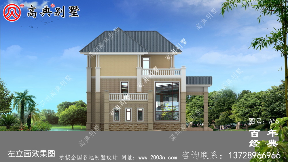 美麗的三樓簡歐別墅設計圖施工圖與效果圖_農村三樓別墅設計