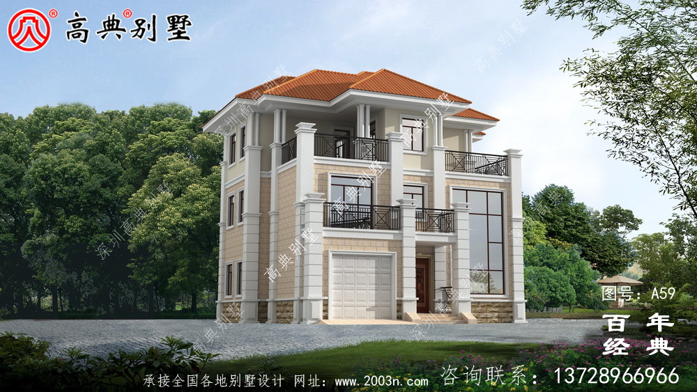 三樓車庫歐式別墅設(shè)計(jì)施工圖與效果圖 三樓別墅設(shè)計(jì)圖