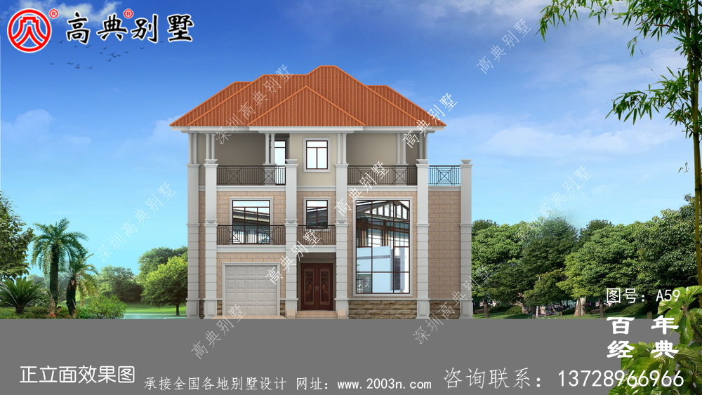 三樓車庫歐式別墅設(shè)計(jì)施工圖與效果圖 三樓別墅設(shè)計(jì)圖