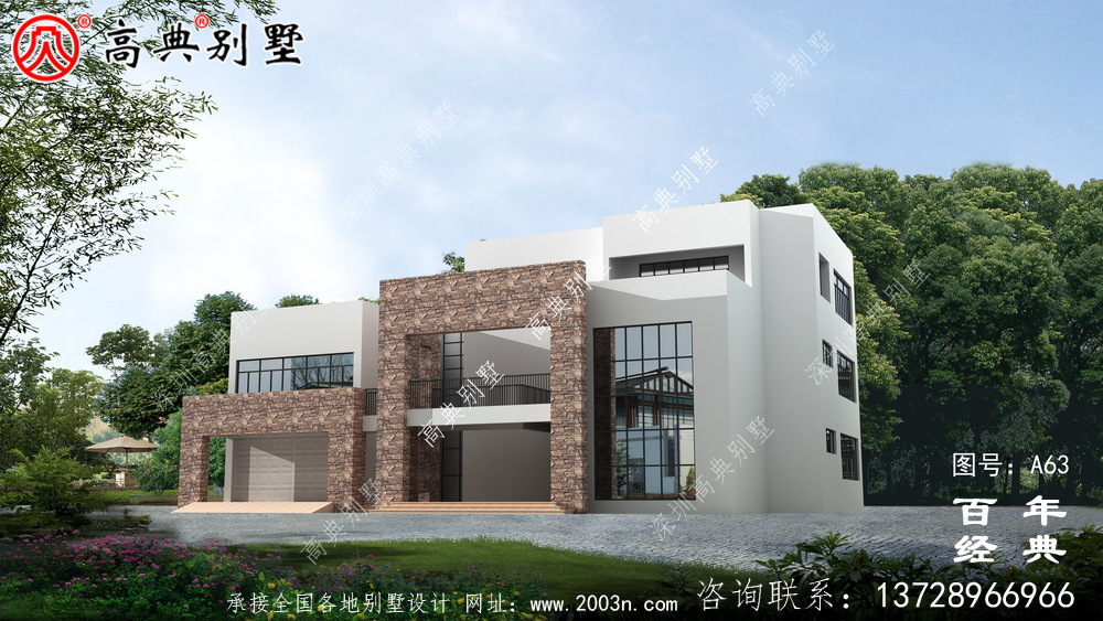 新農(nóng)村三層帶車庫(kù)現(xiàn)代別墅圖紙及效果圖_農(nóng)村三層自建住宅設(shè)計(jì)圖