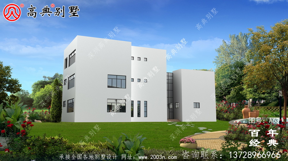 新農(nóng)村三層帶車庫(kù)現(xiàn)代別墅圖紙及效果圖_農(nóng)村三層自建住宅設(shè)計(jì)圖