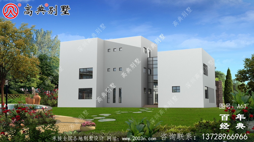 新農(nóng)村三層帶車庫(kù)現(xiàn)代別墅圖紙及效果圖_農(nóng)村三層自建住宅設(shè)計(jì)圖