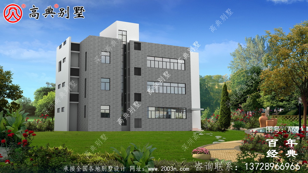 四層帶車庫現代簡約平頂房小別墅設計圖紙_鄉村四層別墅室內設計