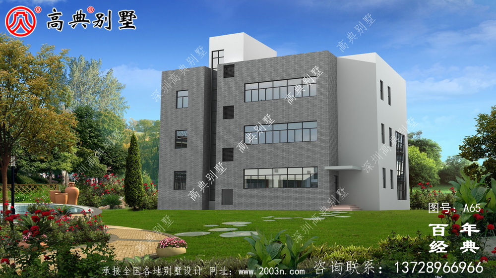 四層帶車庫現代簡約平頂房小別墅設計圖紙_鄉村四層別墅室內設計