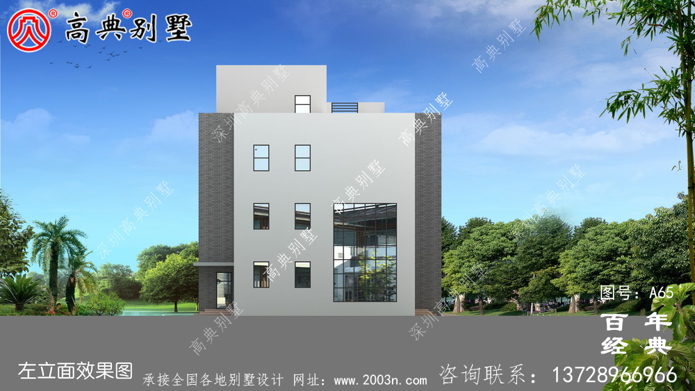 四層帶車庫現代簡約平頂房小別墅設計圖紙_鄉村四層別墅室內設計
