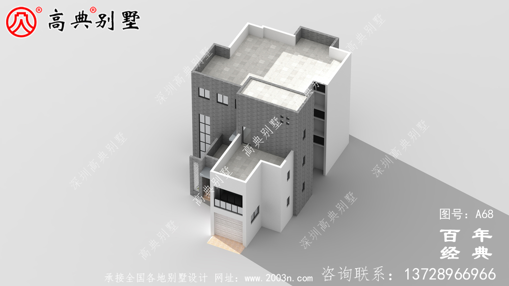 新農村帶陽臺的三層別墅圖紙及效果_農村三層自建住宅設計圖紙
