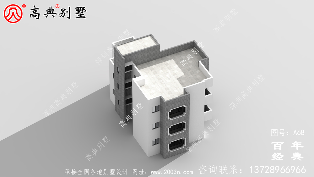 新農村帶陽臺的三層別墅圖紙及效果_農村三層自建住宅設計圖紙