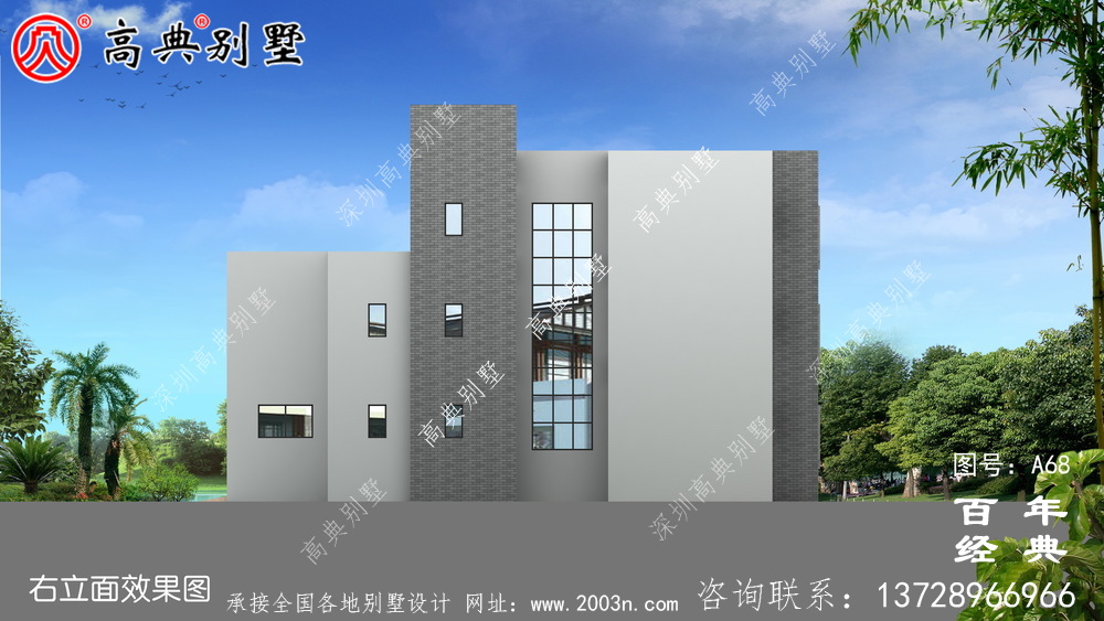 新農村帶陽臺的三層別墅圖紙及效果_農村三層自建住宅設計圖紙